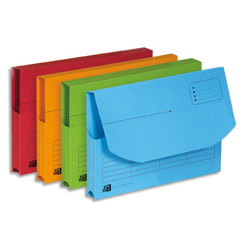 297478_d1.jpg OXFORD Paquet de 25 chemise à poche ULTIMATE en kraft 240g. Pour format A4. Coloris assortis – Image 1