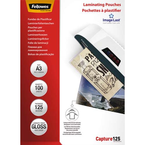 298471_d1.jpg FELLOWES Pack de 100 pochettes Imagelast A3 125 microns 5307506 – Image 1