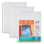 OXFORD Sachet de 10 pochettes perforées à VELCRO® et soufflet en polypro grainée 20/100e. A4,11 trous.