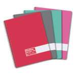 Cahier spirale 17x22cm 180 pages 60g petits carreaux 5x5. Couverture carte assortie