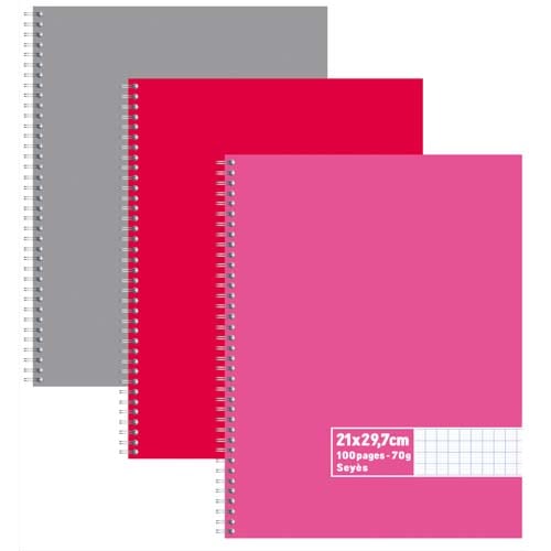 302443_d1-1.jpg Cahier spirale 21x29,7cm 100 pages 60g grands carreaux Seyès. Couverture carte assortie – Image 1