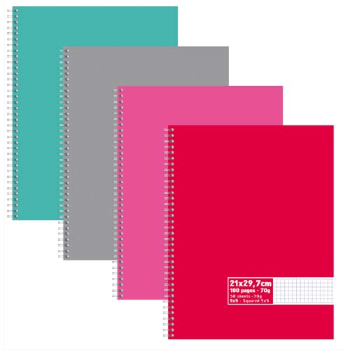 302448_d1-1.jpg Cahier spirale 21x29,7cm 100 pages 60g petits carreaux 5x5. Couverture carte assortie – Image 1