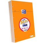 OXFORD Lot 2+1 blocs 160 pages perforées 21 x 31,5 cm Seyès Couverture enduite Orange.