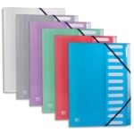 OXFORD Trieur Hawaï 12 positions en polypropylène 4/10e. Fermeture par élastique. Coloris Assortis.