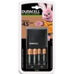 DURACELL Chargeur Piles Rechargeables 45 minutes, CEF27 avec 2 accus AA 1300 mAh et 2 accus AAA 750 mAh