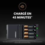 DURACELL Chargeur Piles Rechargeables 45 minutes, CEF27 avec 2 accus AA 1300 mAh et 2 accus AAA 750 mAh – Image 2