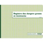EXACOMPTA Registre Dangers graves et imminents format 24x32cm, piqûre 20 pages foliotées 6622E