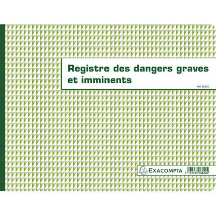 EXACOMPTA Registre Dangers graves et imminents format 24x32cm, piqûre 20 pages foliotées 6622E