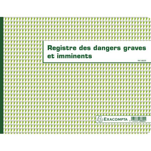 306968_d1-1.jpg EXACOMPTA Registre Dangers graves et imminents format 24x32cm, piqûre 20 pages foliotées 6622E – Image 1