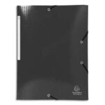 EXACOMPTA Chemise 3 rabats à élastiques Iderama en carte pelliculée 5/10, 425g. Coloris Noir