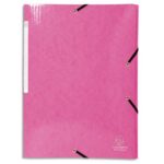 EXACOMPTA Chemise 3 rabats à élastiques Iderama en carte pelliculée 5/10, 425g. Coloris Rose