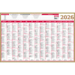 CBG Calendrier MAXIOR, grille Janvier à Décembre, millesimé, recto-verso blanc, 43x65cm, 2 œillet