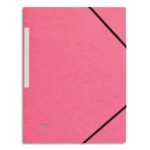 PERGAMY Chemise 3 rabats monobloc à élastique en carte lustrée 5/10e, 390g. Coloris Rose clair.