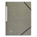 PERGAMY Chemise 3 rabats monobloc à élastique en carte lustrée 5/10e, 390g. Coloris Gris.