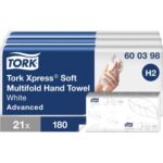 TORK Colis de 3x7 paquets 180 feuilles Essuie-Mains Xpress interfoliés doux Advanced 2 plis Z 25,5x21,2cm