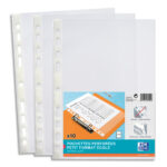 OXFORD Sachet de 10 pochettes perforées en polypropylène lisse 6/100e.Format 17x22cm, perforation 9 trous