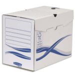 BANKERS BOX Lot 10 boîtes archives dos 20cm BASIQUE, montage manuel, carton recyclé. Sous film.