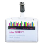 AVERY Boîte de 25 porte-badges à clip métal 60 x 90 mm + 32 inserts imprimables