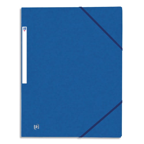 318225_d1.jpg OXFORD Chemises 3 rabats à élastiques Top File en carte lustrée 5/10e,390g. Format A4. Coloris Bleu – Image 1