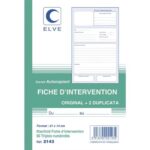 ELVE Manifold ficher d'intervention format 210x140 50 feuillets tripli