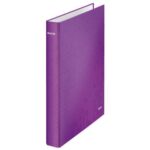 LEITZ Classeur 4 anneaux Ø25 WOW en carton pelliculé. Dos 4 cm. Format A4+. Coloris Violet