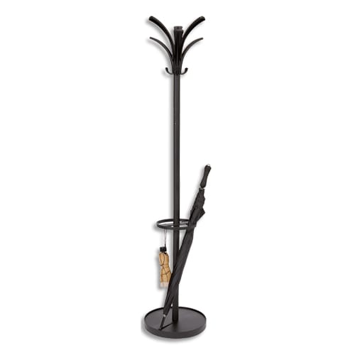 318949_d1.jpg ALBA Portemanteau PMBrio en plastique et acier 6 patères, porte-parapluies - Socle D38, H175 cm Noir – Image 1