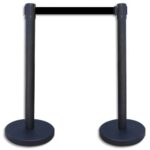 VISO Kit de 2 poteaux Noirs Reco + sangle Noire de 2 mètres sans frein - Base D32 cm, hauteur 91 cm