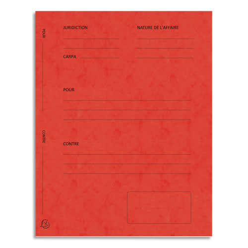 320274_d1.jpg EXACOMPTA Paquet de 25 dossiers de plaidoirie pré-imprimés, en carte 265g. Coloris Rouge. – Image 1