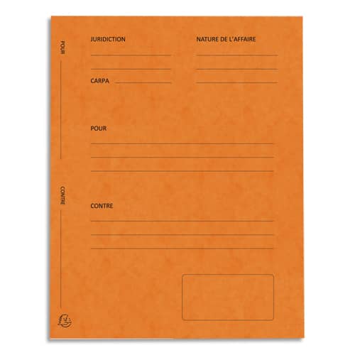 320277_d1.jpg EXACOMPTA Paquet de 25 dossiers de plaidoirie pré-imprimés, en carte 265g. Coloris Orange. – Image 1