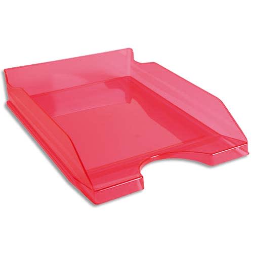 320752_d1.jpg Corbeille à courrier ECO en polystyrène, Rose translucide - Dimensions : L25,5 x H6,5 x P34,5 cm – Image 1