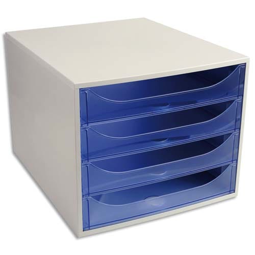 320760_d1.jpg Module de classement ECO 4 tiroirs, Gris/Bleu translucide - Dim. : L28,4 x H23,4 x P34,8 cm – Image 1