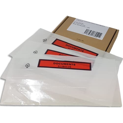 320781_d1-1.jpg Boîte de 100 Pochettes d'expédition document ci-inclus - Format DL : 225 x 115 mm transparent – Image 1