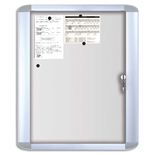 320811_d1.jpg BI-OFFICE Vitrine d'extérieur Mastervison porte en verre trempé fond magnétique laqué Blanc 9 feuilles A4 – Image 1