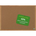 BI-OFFICE Tableau d'affichage Earth en Liège, cadre en bois, recyclé, visserie fournie Format L60xH45 cm