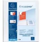 EXACOMPTA Classeur personnalisable KREACOVER 3 faces 4 anneaux Ø16 mm en D. En polypropylène Blanc.