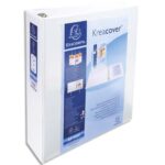 EXACOMPTA Classeur personnalisable KREACOVER 3 faces 4 anneaux Ø60 mm en D. En polypropylène Blanc.