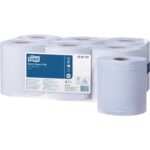 TORK Lot de 6 Bobines papier d'essuyage Basic à dévidage central M2 150m Format prédécoupé 20x35 cm Bleu