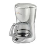 DELONGHI Cafetière à filtre Blanche 1000W, 10 tasses, verseuse verre, anti-gouttes Dim L26 x H35 x P21 cm