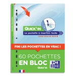 OXFORD Bloc de 60 pochettes perforées QUICK' IN en polypro lisse 5/100e. Format A4, perforation 11 trous