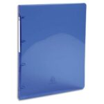 EXACOMPTA Classeur 4 anneaux dia 30mm Iderama polypro souple 7/10 brillant. Dos 4cm. Coloris Bleu clair.
