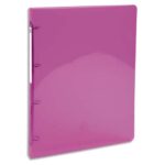EXACOMPTA Classeur 4 anneaux dia 30mm Iderama polypro souple 7/10 brillant. Dos 4cm. Coloris Rose