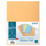 EXACOMPTA Paquet 100 chemises 1 rabat carte 160g SUPER 180. Coloris bulle – Image 3