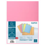 EXACOMPTA Paquet 100 chemises 1 rabat carte 160g SUPER 180. Coloris Rose – Image 3