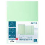 EXACOMPTA Paquet 50 chemises 2 rabats carte 210g SUPER 250. Coloris Vert clair – Image 3