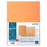 EXACOMPTA Paquet 50 chemises 2 rabats carte 210g SUPER 250. Coloris Orange – Image 3