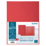 EXACOMPTA Paquet 50 chemises 2 rabats carte 210g SUPER 250. Coloris Rouge – Image 3