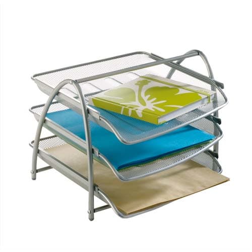 350497_d1.jpg ALBA Set de 3 corbeille à courrier en métal Argenté MESHTRAY3 M – Image 1