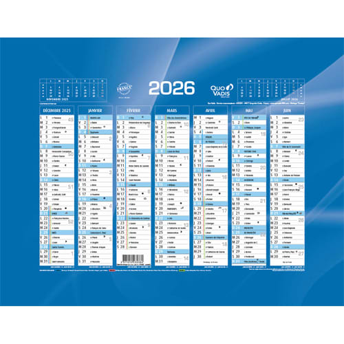 351311_d1-1.jpg QUO VADIS Calendrier Décembre à Décembre, format 21 x 27 cm Bleu – Image 1