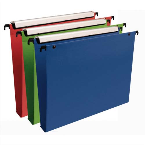 358928_d1.jpg ESSELTE Paquet de 10 dossiers suspendus VMG TIROIR en polypro opaque. Fond 30, bouton-pression. Assortis – Image 1