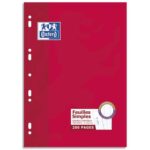 OXFORD Etui 200 copies simples 90g perforées Blanches grand format A4 grands carreaux Seyès